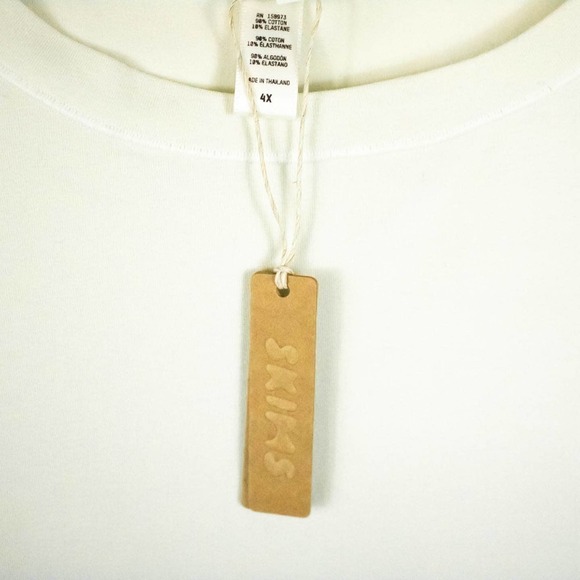 SKIMS Cream White Short Sleeve T Shirt Crop Top Plus 4XL Lounge Activewear - Picture 4 of 6